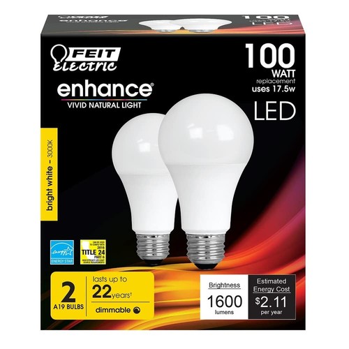 Feit Electric A19 100W Equivalent LED Light Bulbs, Dimmable, 3000k Bright Whi... - Picture 2 of 8