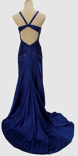 Neu mit Etikett Alyce High Low 300 $ Saphir Neckholder Abschlussball formelles Kleid langes Kleid Größe 8 NEU - Bild 3 von 12