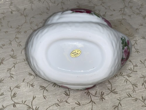 Baum Brothers Formalities Porcelain Swan Figurine Vase Planter Red Pink Roses - Picture 5 of 13