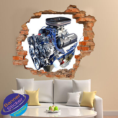 POWERFUL SPORT CAR ENGINE WALL STICKER 3D ART POSTER MURAL DECAL ROOM DECOR XY1