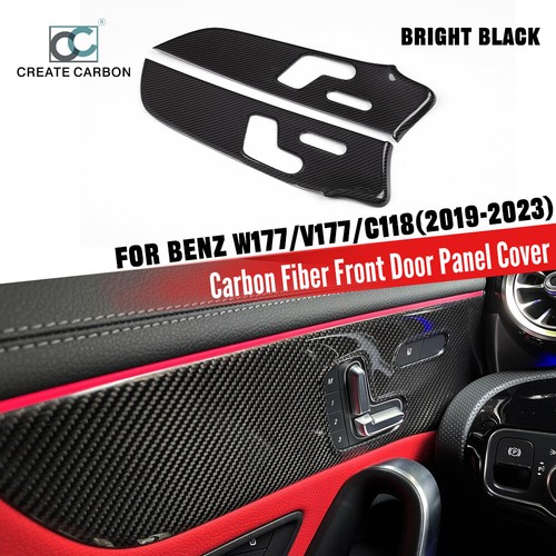 Cubierta de panel de puerta delantera de fibra de carbono seca 2 piezas para Benz W177/V177/C118 2019+ (LHD) - Imagen 1 de 8