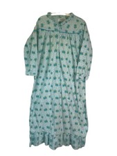 Vintage Womans Large Night Gown Blue Flannel Granny Floral Hong Kong Grannycore