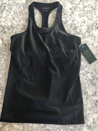 Lauren Ralph Lauren LRL Racer Back Tank Top SZ Small Black  Work Out NWT - Picture 2 of 11