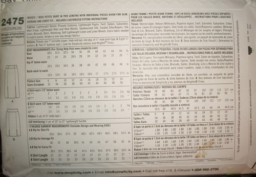 Ms Simplicity 2475 Amazing Fit Skirt 2 Lengths Pattern UNCUT Size 16-18-20-22-24 - Picture 2 of 2