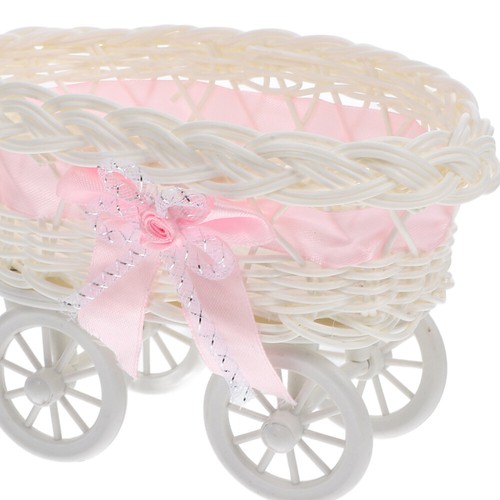Imitation Rattan Baby économies Stroller Ornaments Artificial Trolley Candy Basket