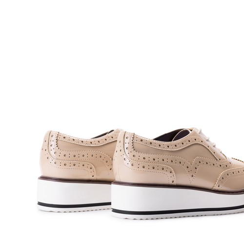 Women Wingtip Dress Oxford Shoes Wedge Heel Round Toe Lace Up Oxford Shoes - Picture 26 of 30