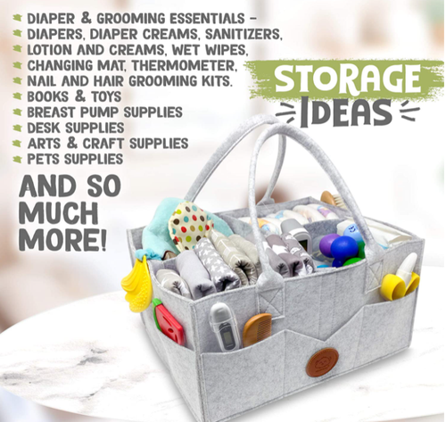 Baby Diaper Caddy Organizer Portable-Felt Basket for Changing Table, Unisex Bag - Picture 5 of 5