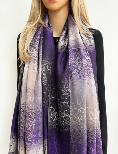Womens Long Bright Rainbow Multi Colour Paisley Scarf Pashmina Scarves Shawl - Picture 18 of 89