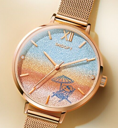 IEI SNOOPY Sunset Beach of Happiness Diamond Gradation Watch with Case JAPAN NEW - Picture 6 of 6