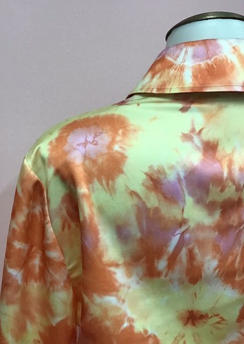 ST JOHN 8 10 Pretty Multi-Color Tie-Dye Womens Designer Top Shirt Satin Blouse - Picture 8 of 10