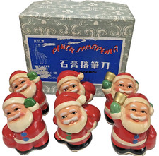 Set of 6 Vintage Santa Christmas Pencil Sharp...