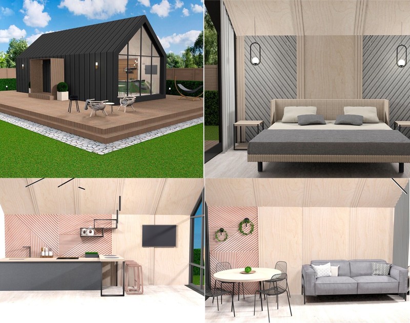 495 sq.ft SOLID PLYWOOD HOUSE KIT #PW-49 WOOD PREFAB DIY KIT BUILDING CABIN HOME - Image 5