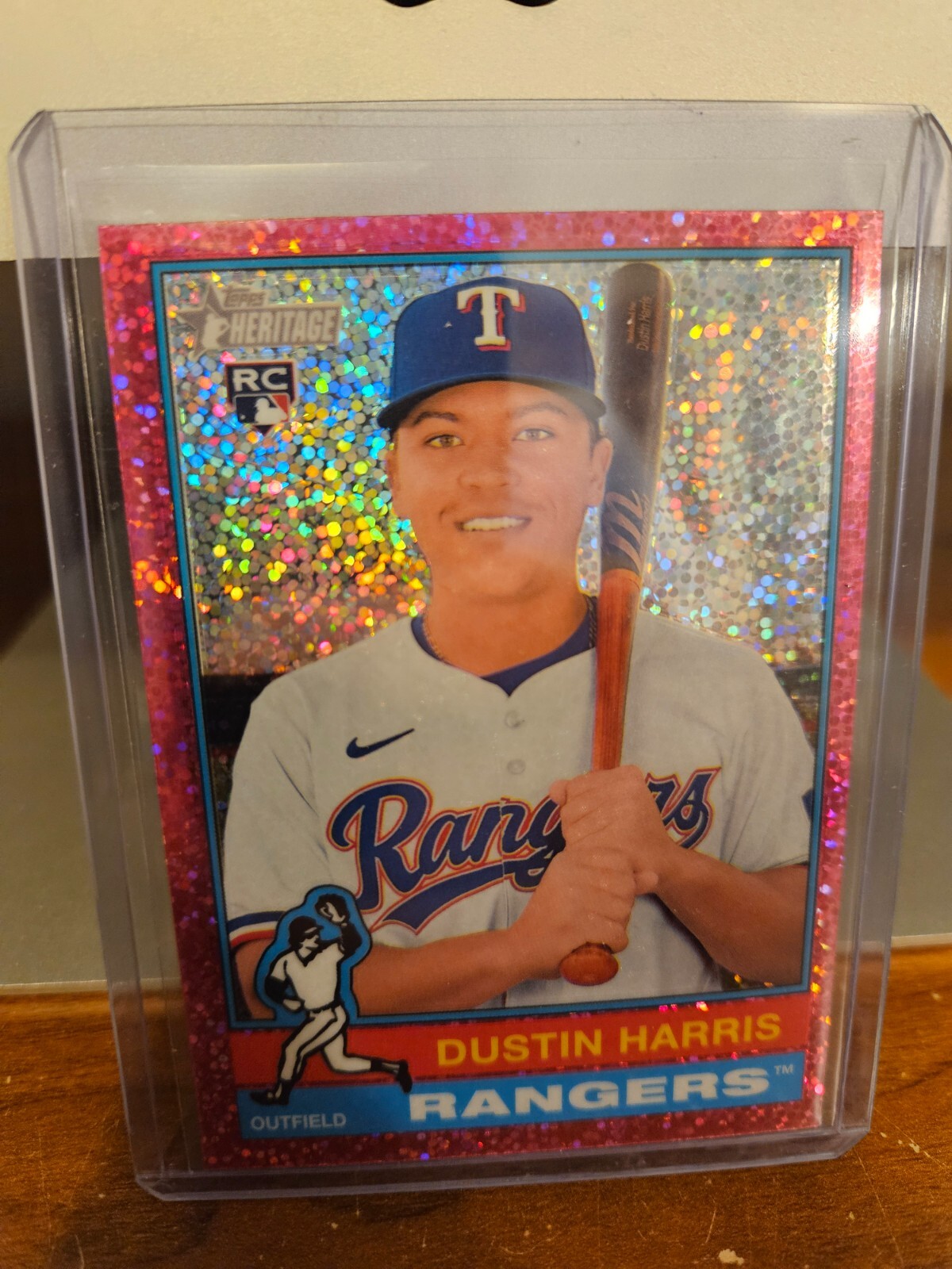 2025 Topps Heritage Chrome Dustin Harris RC Pink Sparkle Refractor #114 Rangers
