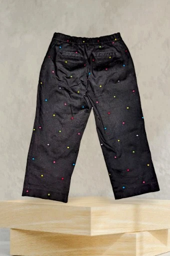 Pantalones capri CROPPED a lunares coloridos NEGROS JM COLLECTION 6 PEQUEÑOS bordados Foto 2 de 4