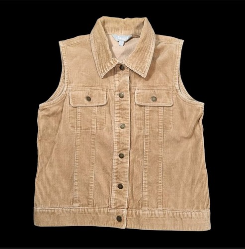 VINTAGE Jessica Sport Brown Corduroy Button Up Vest Women Size 6-8 Small