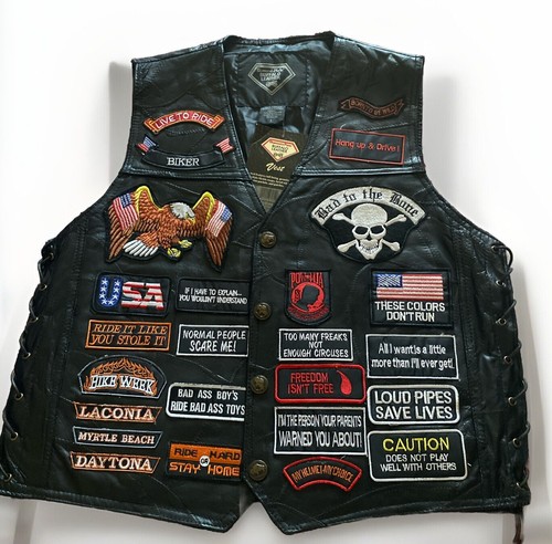 NWT Diamond-Plate BUFFALO LEATHER MOTORCYCLE VEST