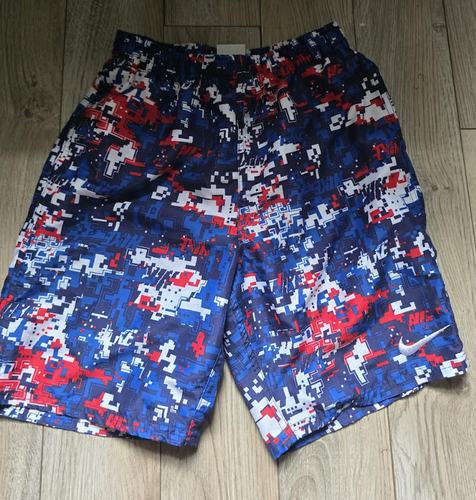 Nike Boys Printed Blender  Swim Trunks Blue Red Size Large New - Picture 1 of 2