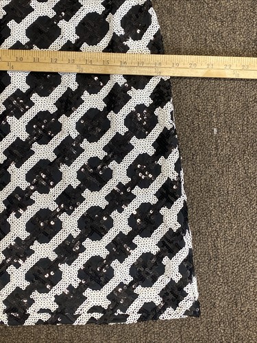 Womens Taylor Formal Cocktail Party Dress Fitted Black White Sequins Midi Size 8 - Picture 8 of 11