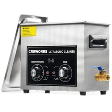 CREWORKS 6.5L Ultrasonic Cleaner with Knob, 1.7 Gal 120W Professional Industrial