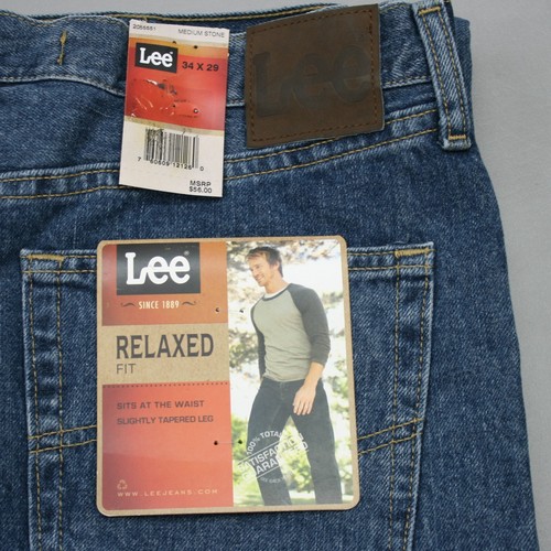 Jeans Lee uomo 34x29 gamba leggermente affusolata pietra vestibilità rilassata denim blu 2055551 - Foto 2 di 10