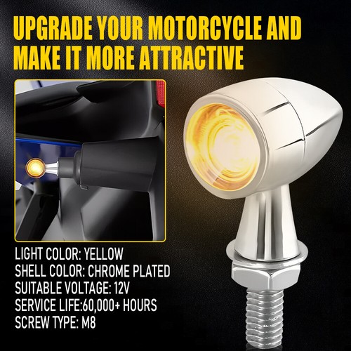 2PCS Universal 12V Amber LED Bulle Turn Signal Mini Indicator Lights Motorcycle - Foto 7 di 18