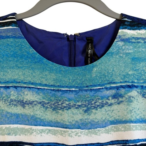 Marc New York Dress Size 6 US 2 Blue Striped Sleeveless Fit Flare Pleated Lined - Picture 3 of 18