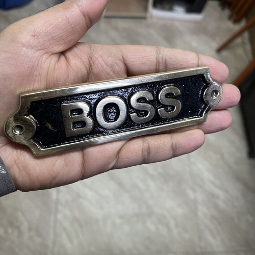 Set of 2 Brass Sign Boss Plaque Nautical Ship Boat Beach Door Wall Antique Decor - Picture 5 of 6
