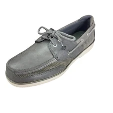 Sperry Top-Sider Surveyor 2-Eye Boat Shoe Grey Leather Mesh Mens 11, 12 New