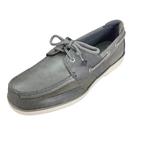 Sperry Top-Sider Surveyor 2-Loch Bootsschuh Grau Leder Mesh Herren 11, 12 Neu