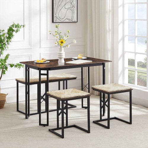 4 Piece Dining Room Table Set with Bench and 2 Stools Small Space for Kitchen - Picture 18 of 22