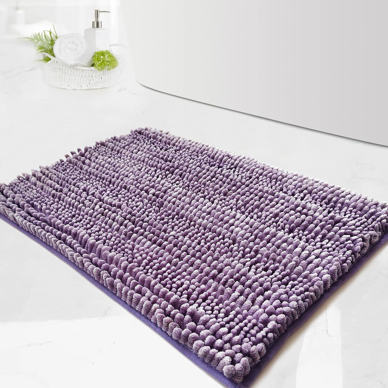 Purple Non-Slip Soft Bath Mat 24x16 Inch for Bathroom Comfort