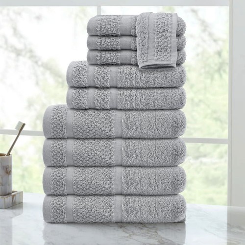 Mainstays 10 Piece Towel Set with Upgraded Softness & Durability, Grey - Picture 3 of 8