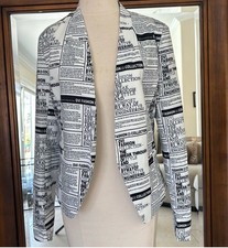 Ovi Women’s Fitted Newspaper Print Jacket Size Large