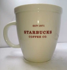Starbucks Coffee Mug Holiday  2007 Ivory Red Large Cappuccino  Cup 18 oz.