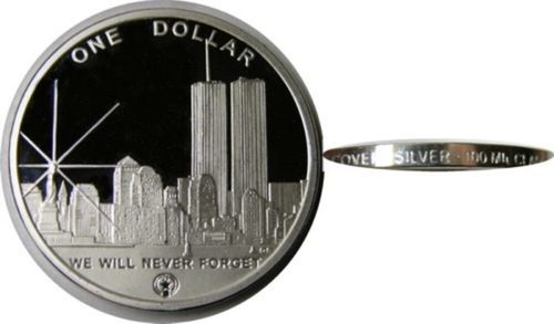 2004 NORTHERN MARIANA ISL - $1 DOLLAR - WORLD TRADE CENTER - SILVER 100 MIL CLAD - Picture 6 of 9