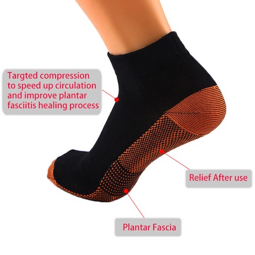 1-3Pair Copper Compression Socks Ankle Brace Suppor Plantar Fasciitist Men Women - Picture 5 of 14