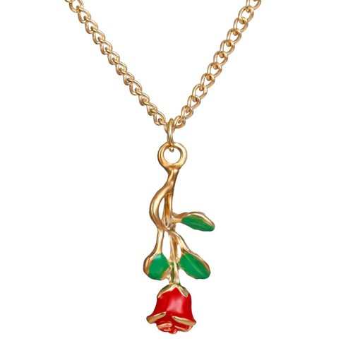 Flower Pendant Necklack Rose Pendant Flower Jewelry Party Chain Necklace