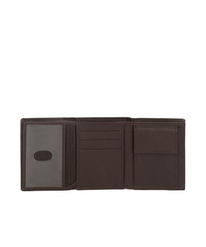 KIDS BOYS SLIM COMPACT FLAP ID AND COIN POCKET TRIFOLD WALLET DARK BROWN - Picture 4 of 10