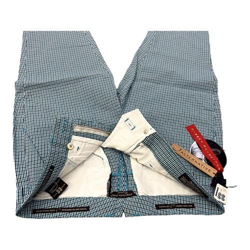 Pantalón vaquero chino hombre JACOB COHEN EXCLUSIVE FABRIC J661 AZUL TURQUESA CUADROS ¡NUEVO! - Imagen 9 de 14