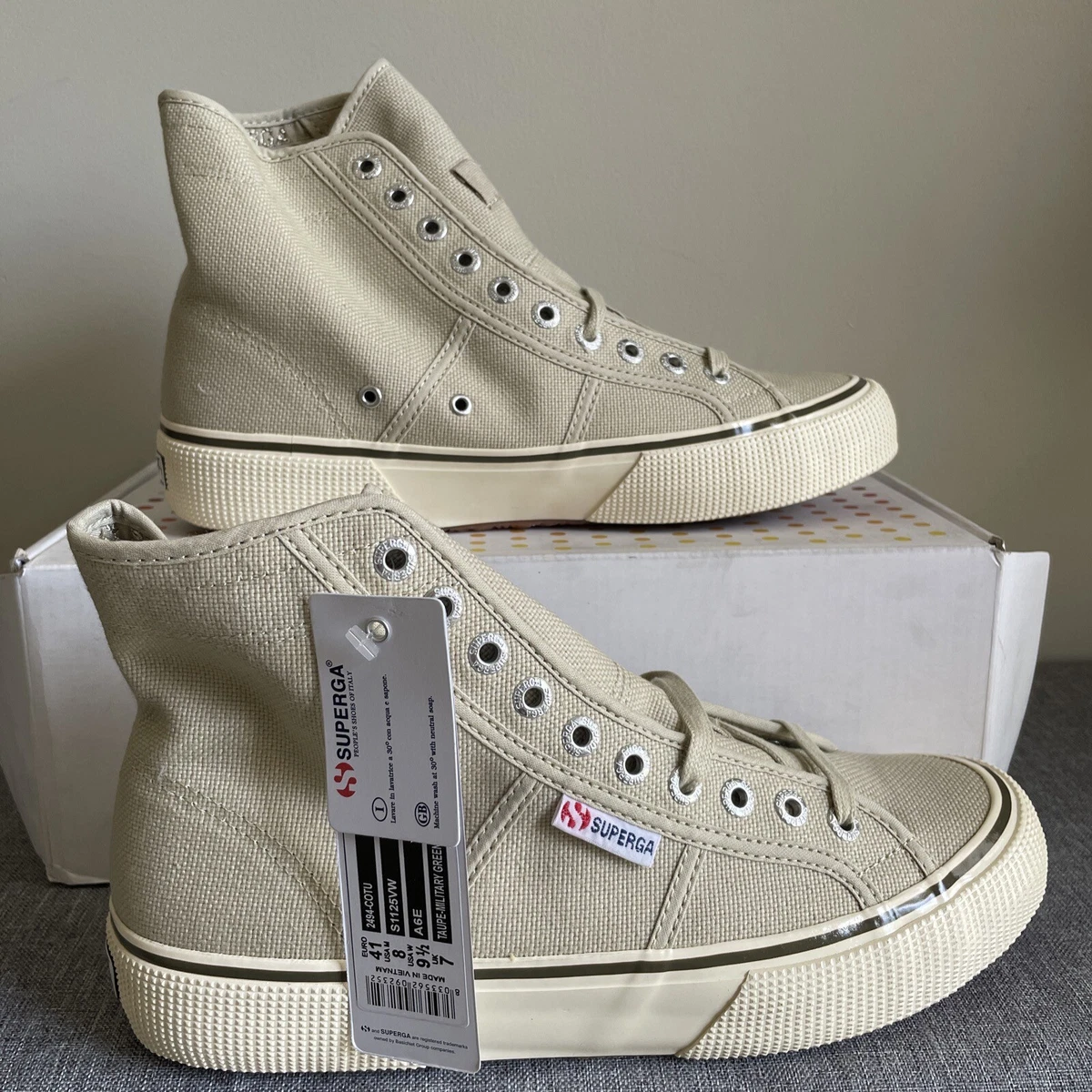 Superga 2494 Bold Sneakers Taupe Military Green EU41 USM8 W9.5 eBay