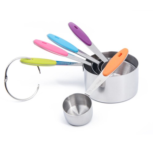 10 pcs Measuring Cup Measuring Spoon Stainless Steel Multicolor Silicone Handle - Picture 3 of 12