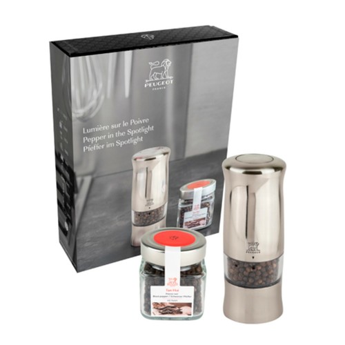 Peugeot Zeli Electric Pepper Mill and Tan Hoi Pepper Jar Gift Set - 第 1/3 張圖片