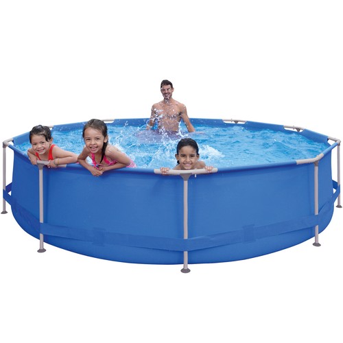 8/10/12 Feet Rectangular Large Round Frame Above Ground Swimming Pool -Grey/Blue - Picture 16 of 23