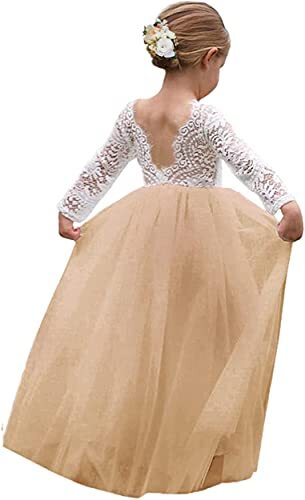 Girl Toddler Full-Length Straight Tulle Tutu Lace Back Party Flower Girl Dres... - Picture 1 of 6