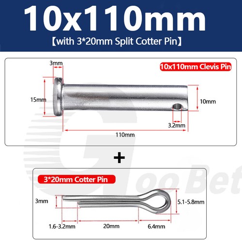 Clevis Pin Hinge Pin Retaining Pin with Cotter Pin Stainless Steel Metric 304 A2 - Picture 113 of 182