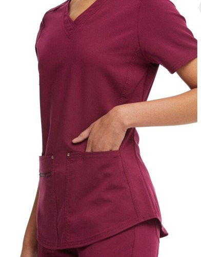 ScrubStar Ultimate Stretch Twill CrissCross V-Neck Scrub Top "Wine" Women's 3XL - Picture 6 of 6