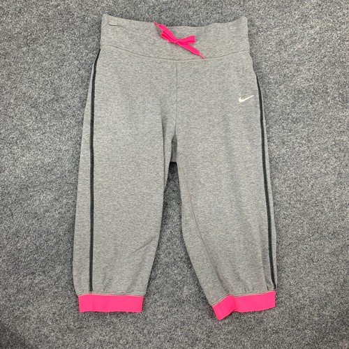 Nike Capri Sweatpants Girls L Large Gray Dri Fit Victory Cotton Nylon Blend Pant - Picture 2 of 13