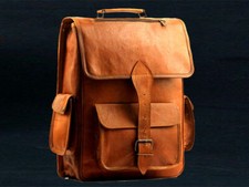 New Genuine Leather Back Pack Rucksack Travel Squre Bag For Men's and Women's