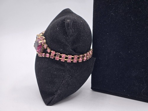 Vtg Juliana Parure Necklace Earrings Bracelet Set Purple Pink Pear Cut - Picture 11 of 23