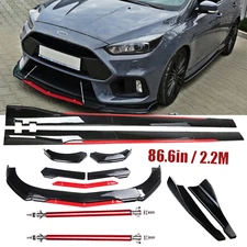 Front Bumper Lip Splitter Spoiler Side Skirt Body Kit Glossy For Ford Focus